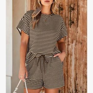Casual Striped Brown Women's Shorts by [Brand]